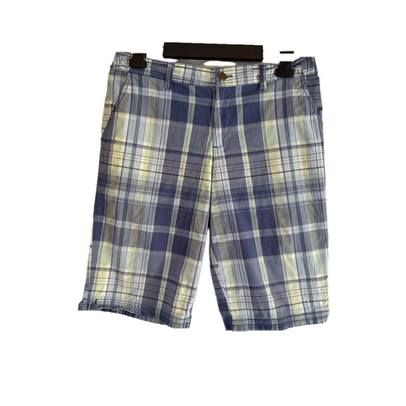 Jamaica Bay Discover Paradise Colorful Blue Yellow Plaid Bermuda Shorts Size 10 - Picture 1 of 10